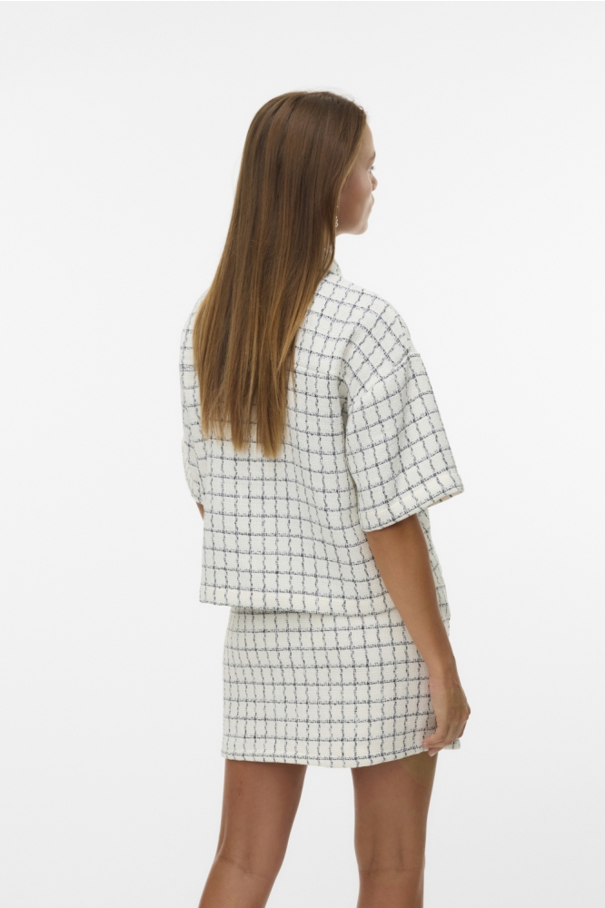 VMMIRANDA SS BOUCLE SHIRT WVN EXP 10340934 Bright White/BLACK BOUCLE